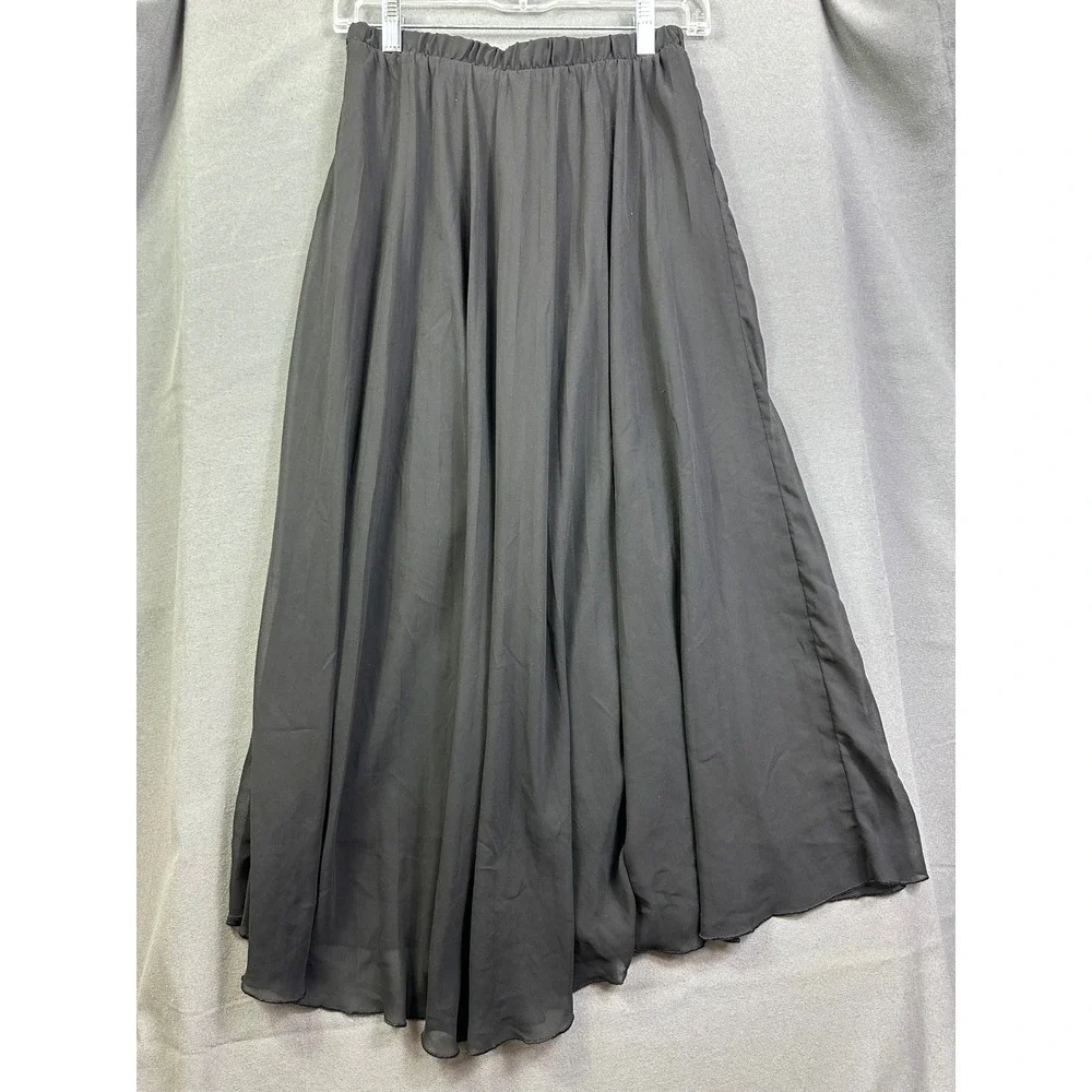 Vince Camuto Black Maxi Skirt Pleated Chiffon Elastic Waist Lined Women's SZ XS - Picture 7 of 7